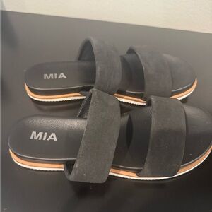 MIA Women's Black Double Strap Sandals